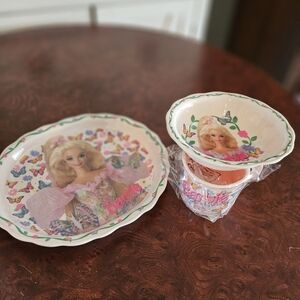 Barbie Plate and Bowl Set with Butterfly Design Childs Set